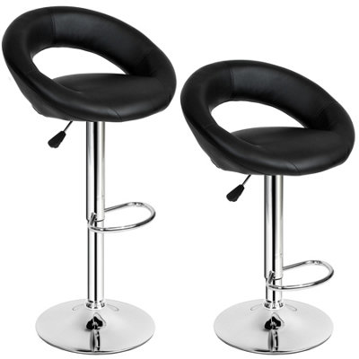 2 bar stools Christian made of artificial leather - black