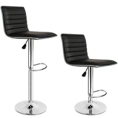 2 bar stools Johannes made of artificial leather - black