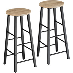2 Bar stools Keynes - industrial wood light, oak Sonoma