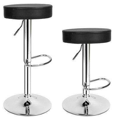 2 bar stools Sebastian made of artificial leather - black