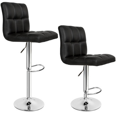 2 bar stools Tony made of artificial leather - black