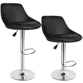 2 bar stools Waldemar made of artificial leather - black