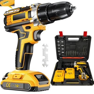 2 Battery 21V Cordless Drill Combi Driver High Power Screwdriver Set