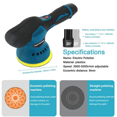 2 Battery Car Polisher Buffer Sander Polishing Machine Buffing Waxing ...