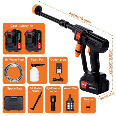thumbnail image 2 of Cordless Pressure Washer 950PSI Portable - 2 Batteries, 6-in-1 Nozzle & Foam Cannon For Home & Garden 2 of 9