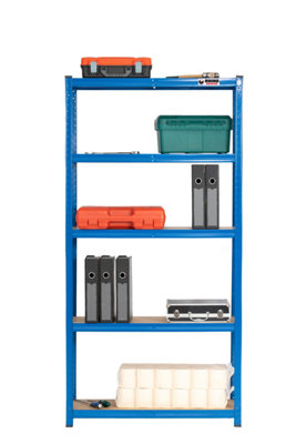 2 Bays - 180 x 90 x 30cm - Blue - 5 Tier Boltless Heavy Duty Garage Shelving Unit - 1000kg Load Weight