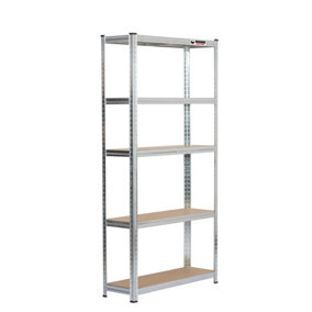 2 Bays - 180 x 90 x 30cm - Galvanised - 5 Tier Boltless Heavy Duty Garage Shelving Unit - 1000kg Load Weight