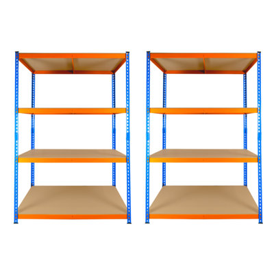 2 Bays of 4 Tier Extra Heavy Duty Storage Racking 1800h x 1200w x 600d mm 300kg