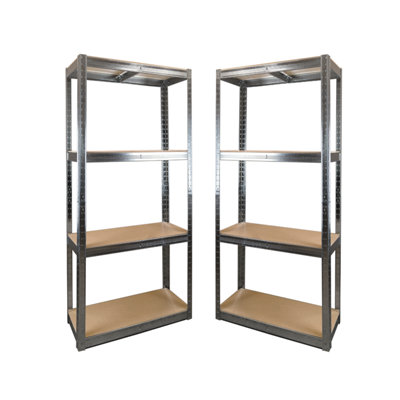 2 Bays of 4 Tier Galvanised Garage Shelving 1500h x 700w x 300d mm 175kg