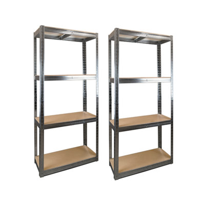 2 Bays of 4 Tier Galvanised Garage Shelving 1500h x 700w x 300d mm 175kg