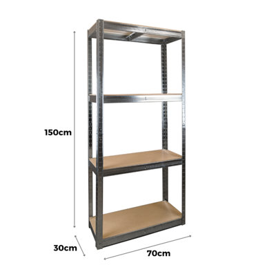 2 Bays of 4 Tier Galvanised Garage Shelving 1500h x 700w x 300d mm 175kg - 4