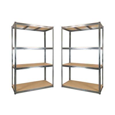 2 Bays of 4 Tier Galvanised Garage Shelving 1800h x 1200w x 400d mm 175kg