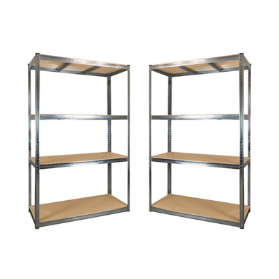 2 Bays of 4 Tier Galvanised Garage Shelving 1800h x 1200w x 400d mm 175kg