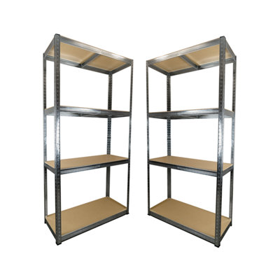 2 Bays of 4 Tier Galvanised Garage Shelving 1800h x 900w x 400d mm 175kg