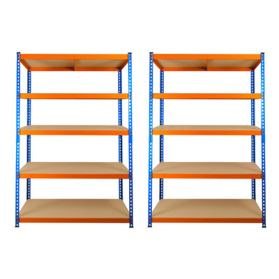 2 Bays of 5 Tier Extra Heavy Duty Storage Racking 1800h x 1200w x 450d mm 300kg