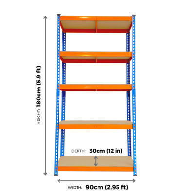 2 Bays of 5 Tier Extra Heavy Duty Storage Racking 1800h x 900w x 300d ...