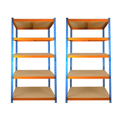 2 Bays of 5 Tier Extra Heavy Duty Storage Racking 1800h x 900w x 600d mm 300kg