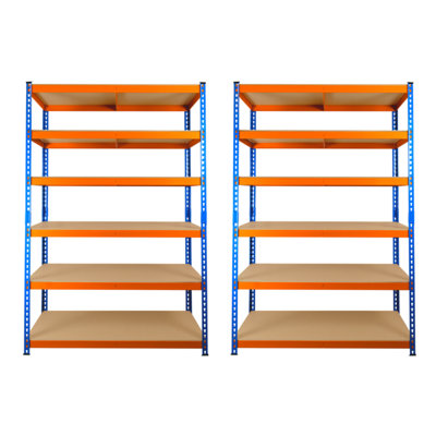 2 Bays of 6 Tier Extra Heavy Duty Storage Racking 1800h x 1200w x 450d mm 300kg