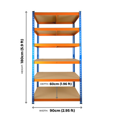 2 Bays of 6 Tier Extra Heavy Duty Storage Racking 1800h x 900w x 600d mm 300kg