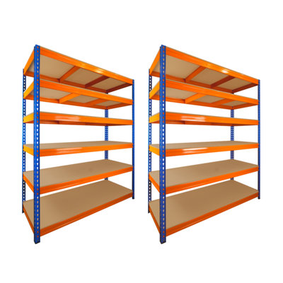 2 Bays of 6 Tier ULTRA HEAVY DUTY Storage Racking 1800h x 1500w x 600d mm 350kg