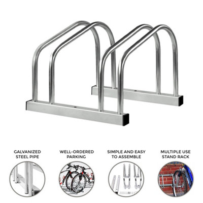 2 Bike Stand Rack Floor & Wall Mount Bicycle Parking for Indoor/Outdoor Use