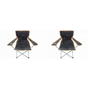 2 Black & Orange Folding Chair With Cup Holder