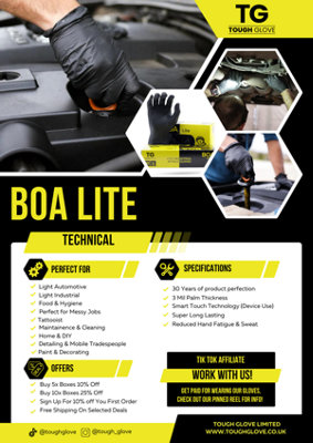 2 BOA LITE (200 Gloves)- Large - Black Disposable Gloves - Latex ...
