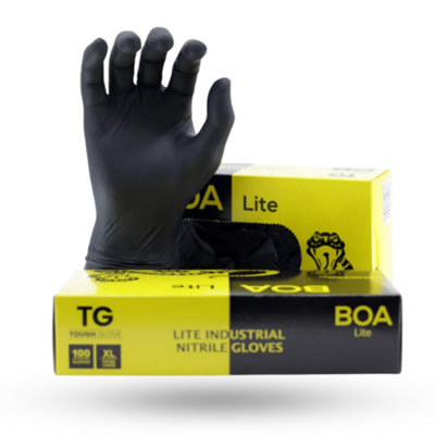 2 BOA LITE (200 Gloves)- Large - Black Disposable Gloves - Latex ...