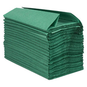 2 Boxes (5,040 Sheets) Green C Fold Hand Paper Towels 1 Ply Large Tissue for Washrooms, Kitchens, Staff Rooms, Shops & Restaurants