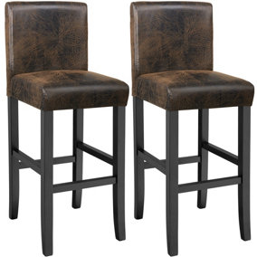 2 Breakfast bar stools made of artificial leather - antique brown