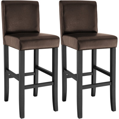 2 Breakfast bar stools made of artificial leather - brown