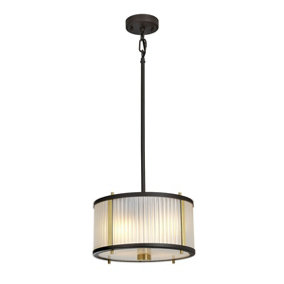 2 Bulb Ceiling Pendant Museum Bronze Dark Brown Painted Aged Brass LED E27 60W