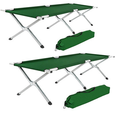 2 camping beds made of aluminium - green