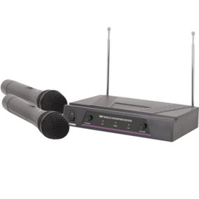 2 Channel Wireless Microphone Receiver Kit VHF Handheld Condenser Karaoke Switch