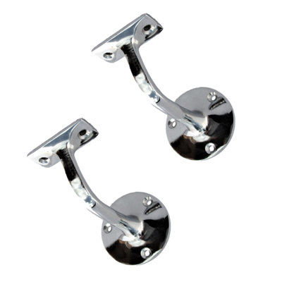 2 Chrome Handrail Bannister Support Stair Rail Bracket