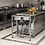 2 Compartment Commercial Floorstanding Stainless Steel Kitchen Sink with Storage Shelf