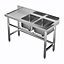 2 Compartment Commercial Stainless Steel Kitchen Sink with Left Drinboard