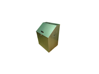 2 compartment galvanised steel sloped front storage bin