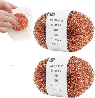 2 Copper Scrub Sponges, Reusable Dish Scrubbers for Pots, Pans, and ...