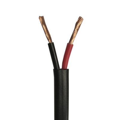 2 Core Flat Twin Thin Wall 12v 24v Automotive Wiring Red Black Wire Cable 2.0mm 25Amps(10 Metres Coil)