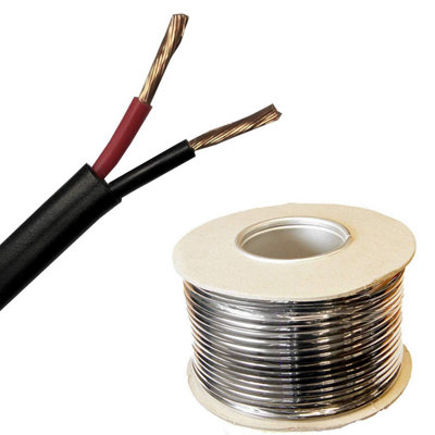 2 Core Flat Twin Thin Wall 12v 24v Automotive Wiring Red Black Wire Cable 2.0mm 25Amps(100 Metres Drum)