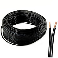 2 Core Speaker Cable 2 x 0.50mm Wire Ideal for Car Audio & Home HiFi LED (Black, 10 Metres Coil)