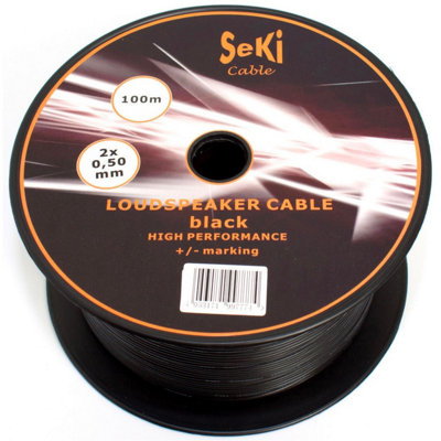 2 Core Speaker Cable 2 x 0.50mm Wire Ideal for Car Audio & Home HiFi LED (Black, 100 Metres Drum) Price Comparisons | Compare The Build