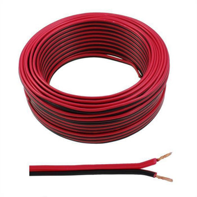 2 Core Speaker Cable 2 x 0.50mm Wire Ideal for Car Audio & Home HiFi LED (Red & Black, 10 Metres Coil)