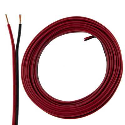 2 Core Speaker Cable 2 x 0.50mm Wire Ideal for Car Audio & Home HiFi LED (Red & Black, 20 Metres Coil)