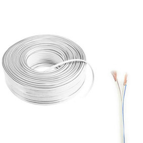 2 Core Speaker Cable 2 x 0.50mm Wire Ideal for Car Audio & Home HiFi LED (White, 10 Metres Coil)