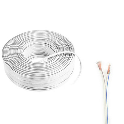 2 Core Speaker Cable 2 x 0.50mm Wire Ideal for Car Audio & Home HiFi LED (White, 50 Metres Coil) Price Comparisons | Compare The Build