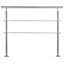 2 Crossbars Silver Floor Mount Stainless Steel Stair Railing Handrail for Outdoor Steps 180cm W x 110cm H