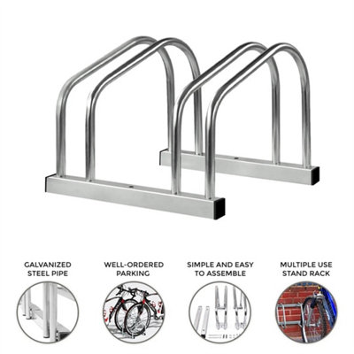 2 Cycle Bike Steel Pipe Parking Stand Rack Floor Storage