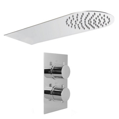 2 DIAL 1 WAY CONCEALED THERMOSTATIC VALVE & ULTRA SLIM OVERHEAD SHOWER 250mm Set Price Comparisons | Compare The Build